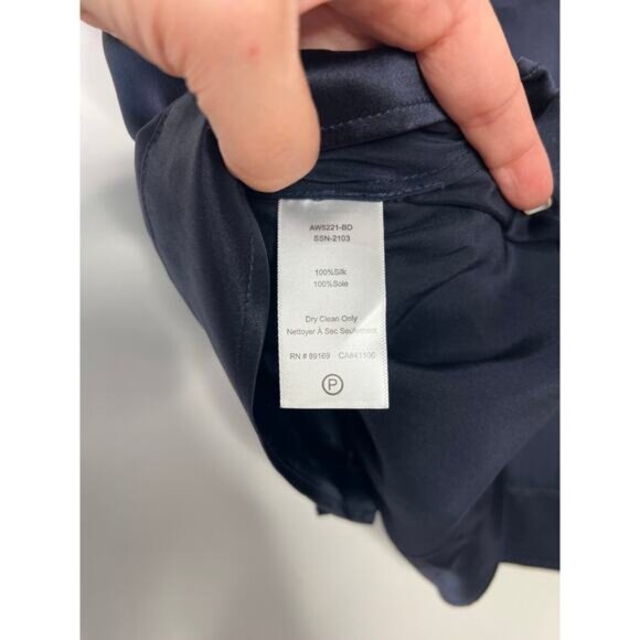 NEW ATM Silk Charmeuse Short Sleeve Camp Shirt in Blue Ink Size: Large - Picture 9 of 10